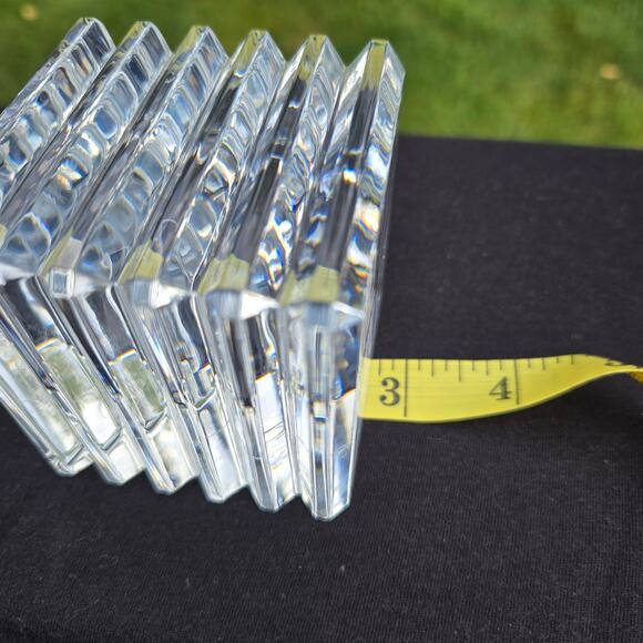 Baccarat Crystal Ribbed Grooved Cube Block Paperweight Display w/Original Box - Picture 10 of 13